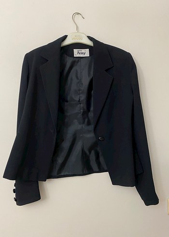 Femy Siyah Mini Kadın Blazer Ceket - Görsel 3