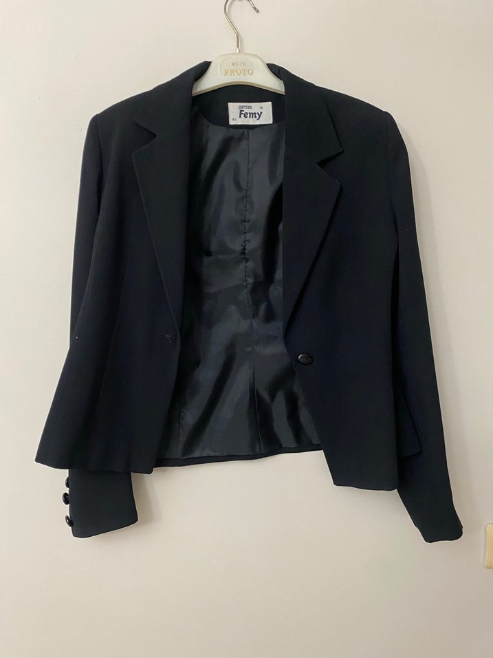 Femy Siyah Mini Kadın Blazer Ceket - Görsel 2