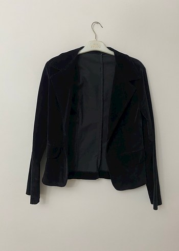 Siyah Süet Düğmeli Kadın Blazer Ceket - Görsel 4