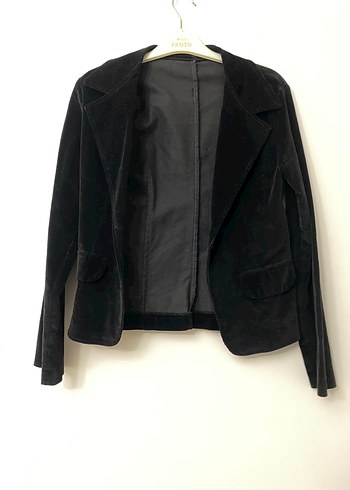 Siyah Süet Düğmeli Kadın Blazer Ceket - Görsel 2