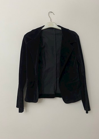 Siyah Süet Düğmeli Kadın Blazer Ceket - Görsel 3