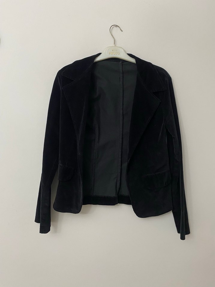 Siyah Süet Düğmeli Kadın Blazer Ceket - Görsel 4