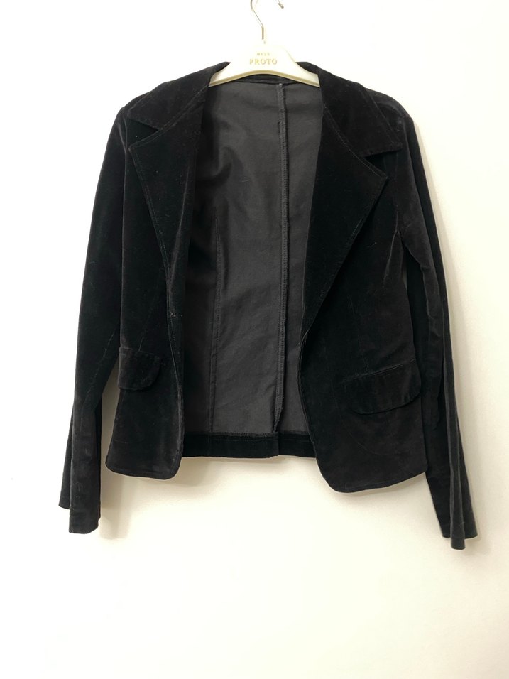 Siyah Süet Düğmeli Kadın Blazer Ceket - Görsel 2