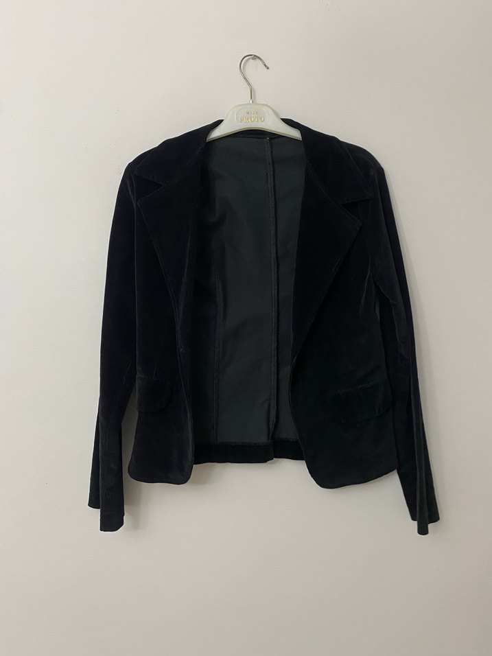 Siyah Süet Düğmeli Kadın Blazer Ceket - Görsel 3