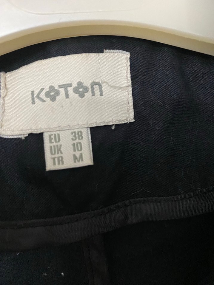 Düğmeli Siyah Kadın Keten Blazer Ceket - Görsel 3