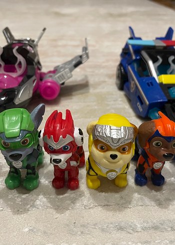 Paw patrol mighty pups figürler ve 2 araç