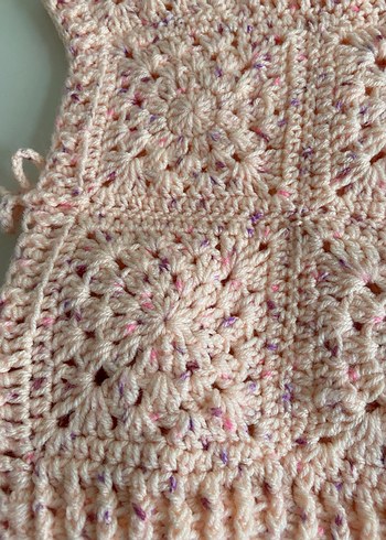 Somon rengi Bohem Kız Çocuk Örgü Süveter - Görsel 4