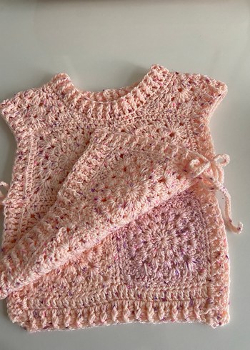 Somon rengi Bohem Kız Çocuk Örgü Süveter - Görsel 2