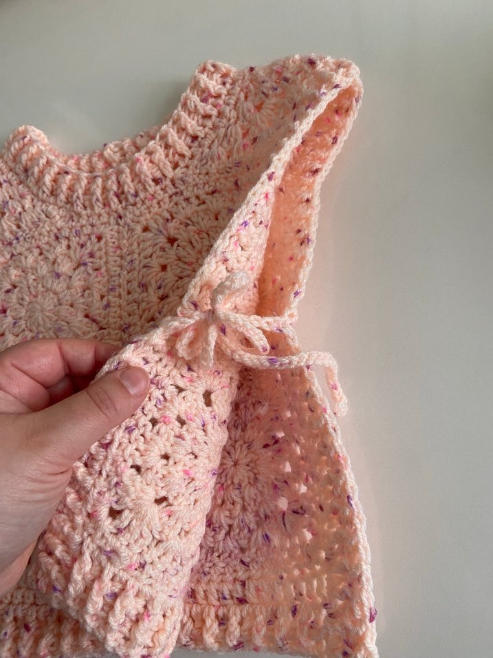 Somon rengi Bohem Kız Çocuk Örgü Süveter - Görsel 3