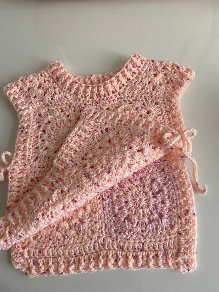 Somon rengi Bohem Kız Çocuk Örgü Süveter - Görsel 2