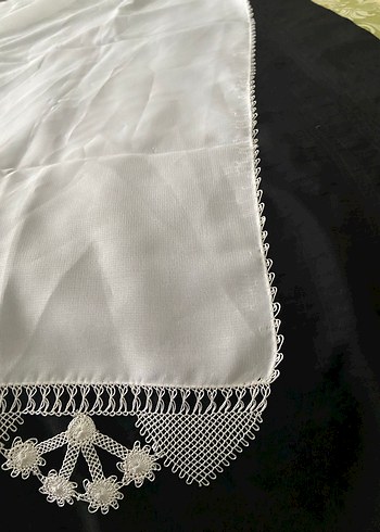 Dantel Detaylı Beyaz namaz başörtüsü - Görsel 3
