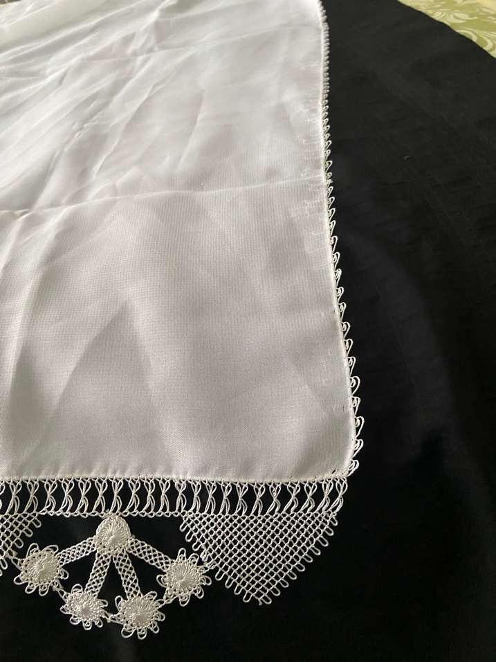 Dantel Detaylı Beyaz namaz başörtüsü - Görsel 3