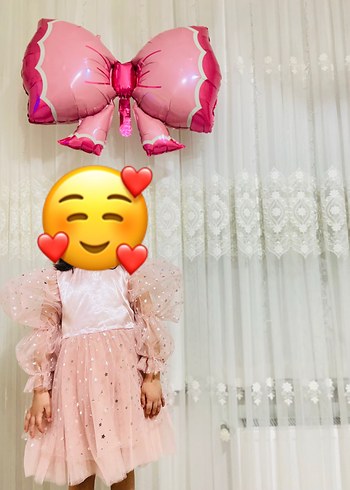 4 Yaş Beden Pembe Fırfırlı Çocuk Abiye Elbise