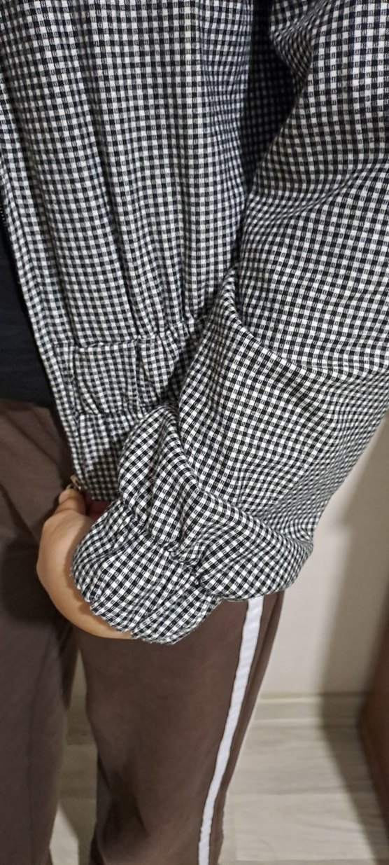 Kemer Detaylı Gri Kareli Kadın Ceket - Görsel 4