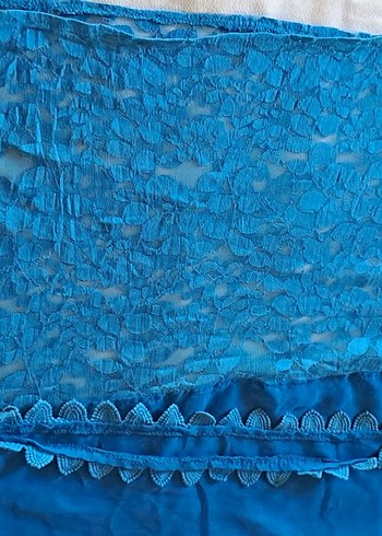 Mavi Fırfırlı Bohem Kadın Fular - Görsel 4