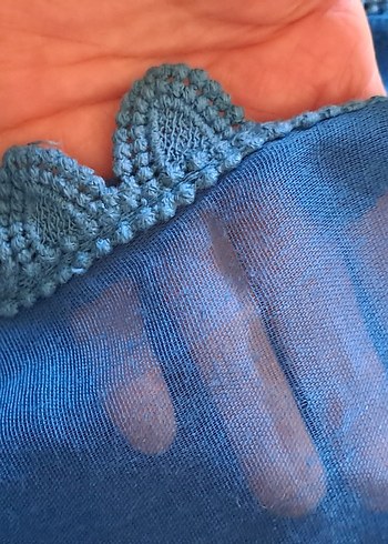 Mavi Fırfırlı Bohem Kadın Fular - Görsel 5