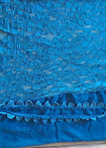 Mavi Fırfırlı Bohem Kadın Fular - Görsel 3