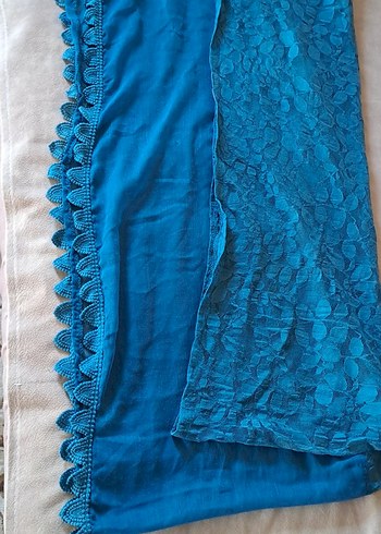 Mavi Fırfırlı Bohem Kadın Fular - Görsel 7