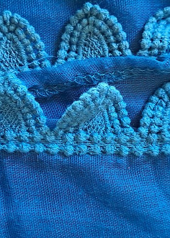 Mavi Fırfırlı Bohem Kadın Fular - Görsel 2