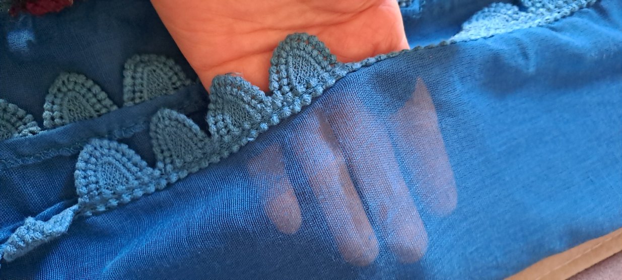 Mavi Fırfırlı Bohem Kadın Fular - Görsel 5