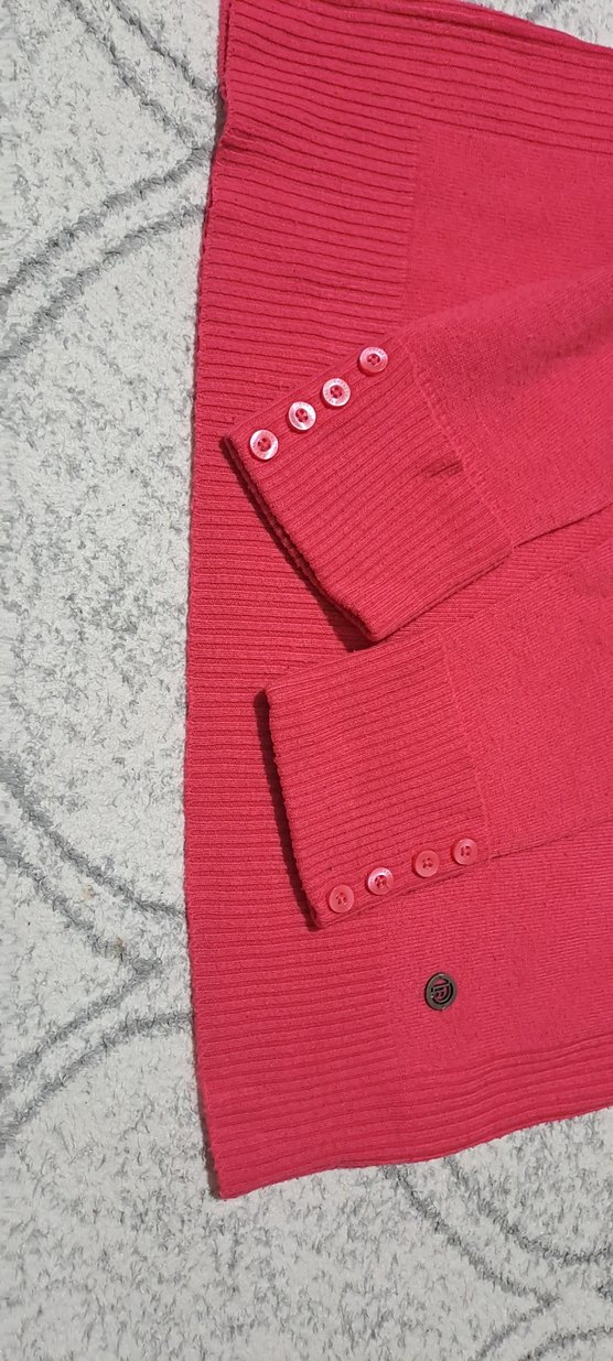 Düğmeli Kırmızı Kadın Kazak - Görsel 3