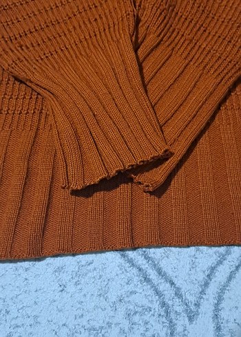 Kahverengi Boğazlı Triko Kadın Kazak - Görsel 2