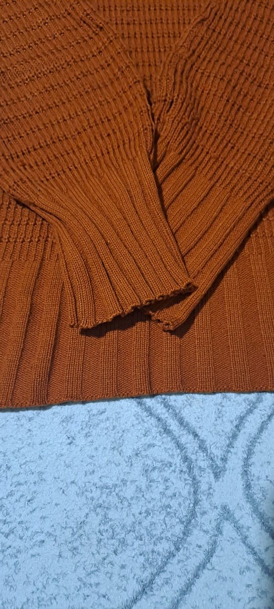 Kahverengi Boğazlı Triko Kadın Kazak - Görsel 2