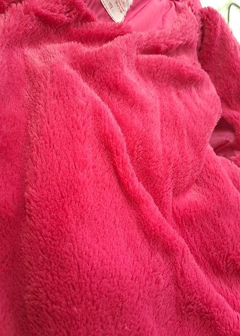 Koyu Pembe Düğmeli Kız Mont - Görsel 6