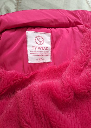 Koyu Pembe Düğmeli Kız Mont - Görsel 7