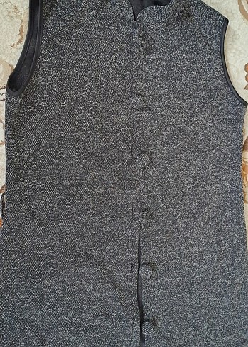 Düğmeli Gri Kadın Midi Kaban - Görsel 3