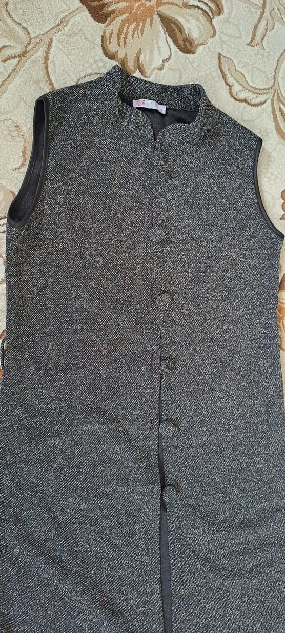 Düğmeli Gri Kadın Midi Kaban - Görsel 3