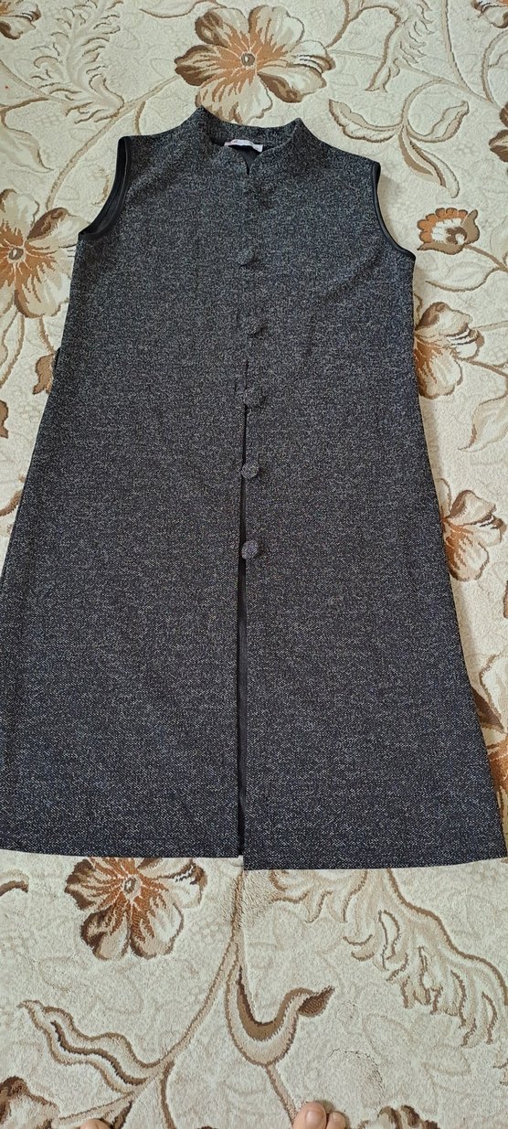 Düğmeli Gri Kadın Midi Kaban - Görsel 2