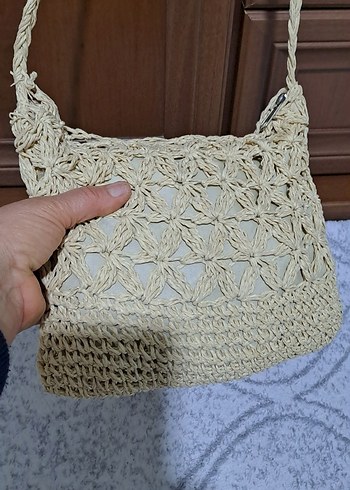 Bej Örgü Dantelli Bohem Kadın Çanta - Görsel 6