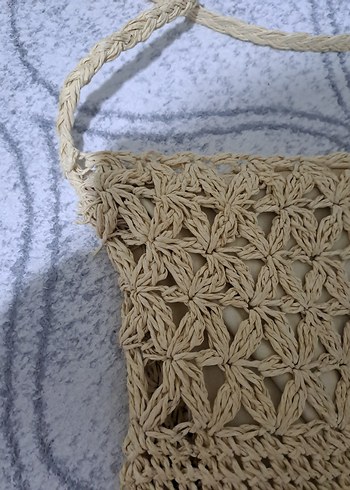 Bej Örgü Dantelli Bohem Kadın Çanta - Görsel 3