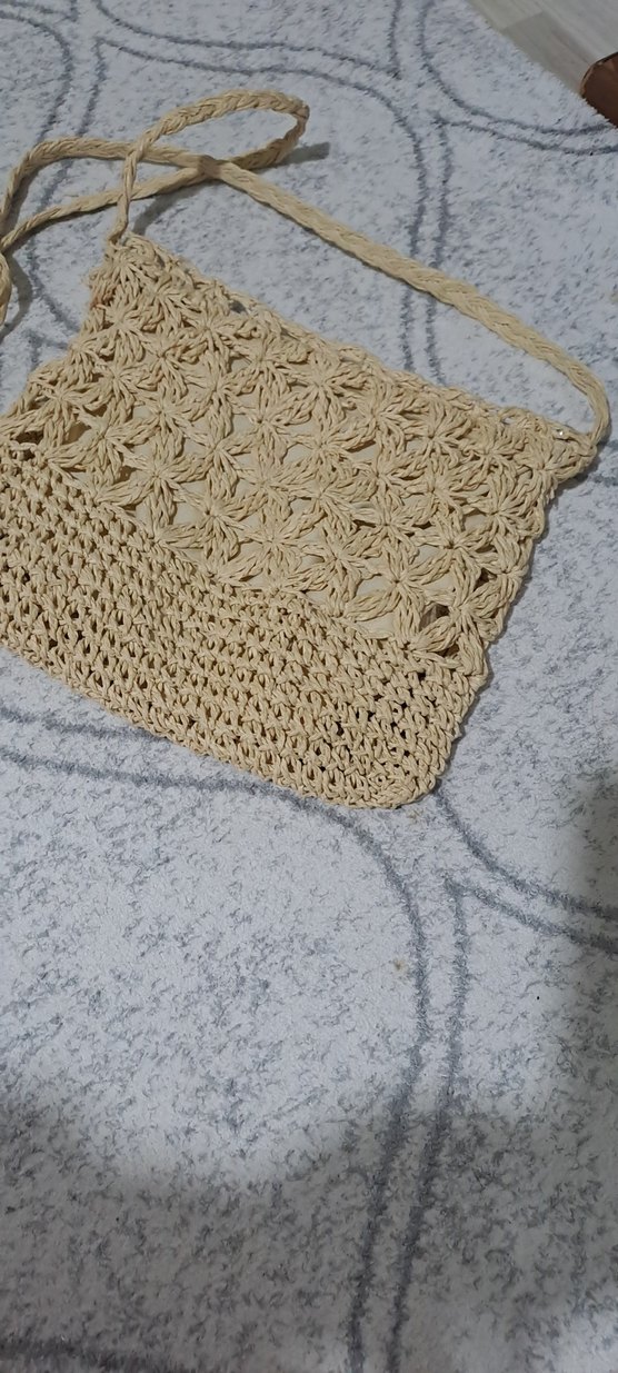 Bej Örgü Dantelli Bohem Kadın Çanta - Görsel 4
