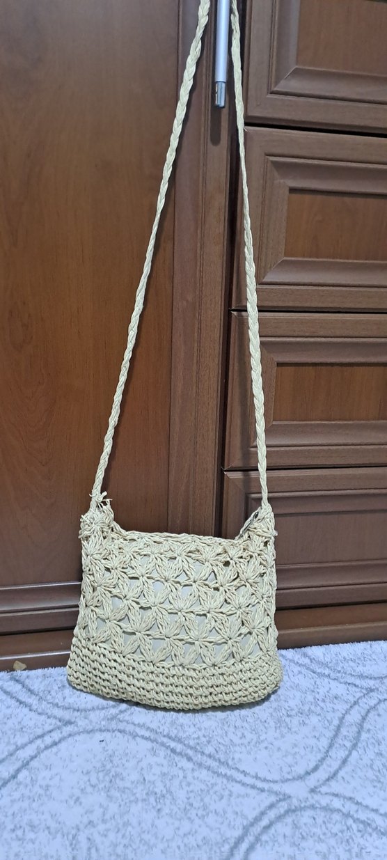 Bej Örgü Dantelli Bohem Kadın Çanta - Görsel 2