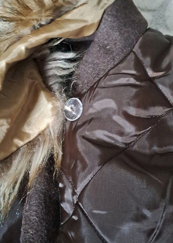 Kahverengi Uzun Kadın Kaban Kürk Detaylı - Görsel 6