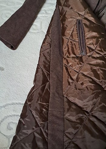 Kahverengi Uzun Kadın Kaban Kürk Detaylı - Görsel 4