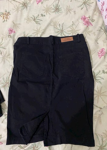 Siyah Düğmeli Kadın Midi Kot Etek - Görsel 2