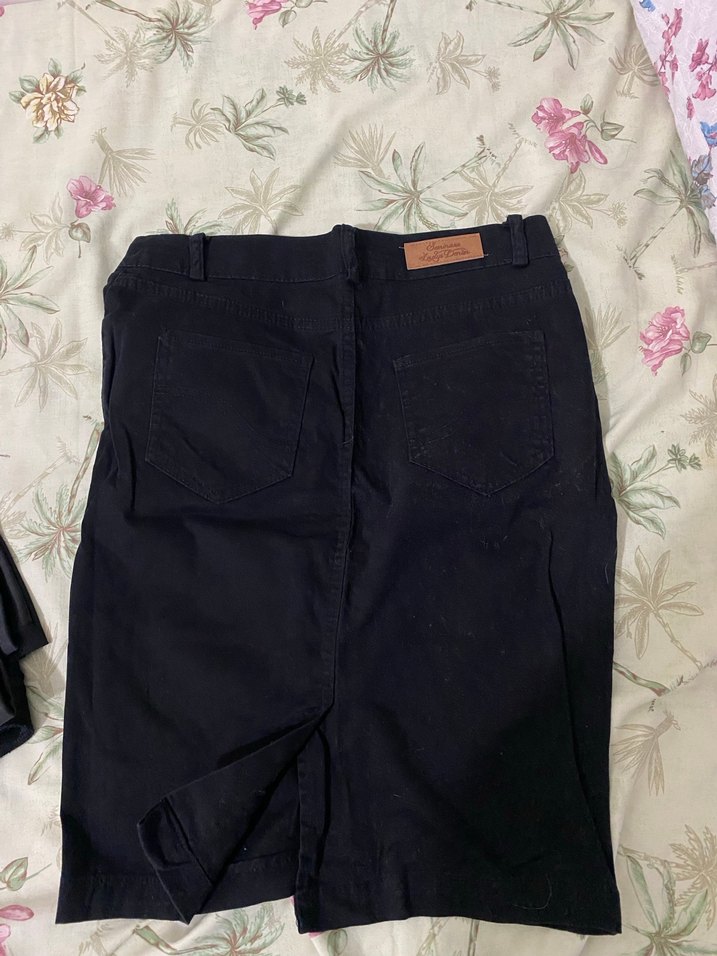 Siyah Düğmeli Kadın Midi Kot Etek - Görsel 2