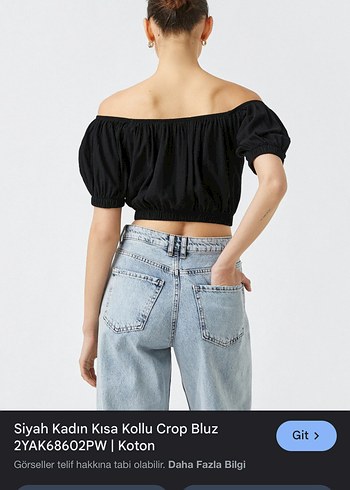 Kadın Siyah Crop Bluz - Görsel 2