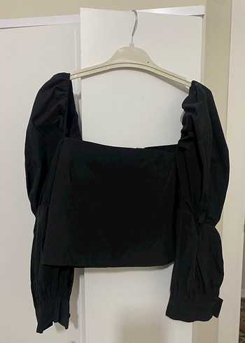 Siyah Drapeli Mini Kadın Bluz - Görsel 2