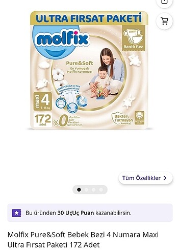 86x2 172 adet Molfix Bebek bezi sıfır 