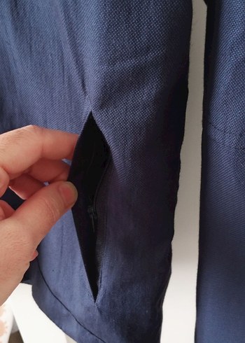 Lacivert Regular Fit Keten Erkek Ceket - Görsel 5