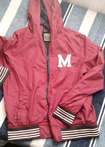 Bordo Kapüşonlu Fermuarlı erkek Ceket - Görsel 2