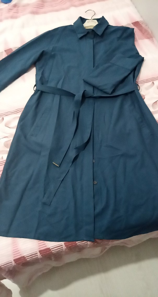 Kemerli Lacivert Kadın Trençkot - Görsel 2