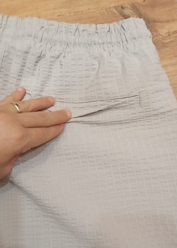 Bej Bol Kesim Keten Pantolon - Görsel 7