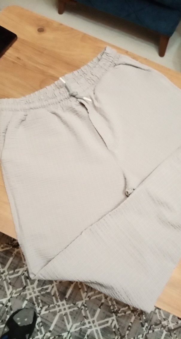 Bej Bol Kesim Keten Pantolon - Görsel 4