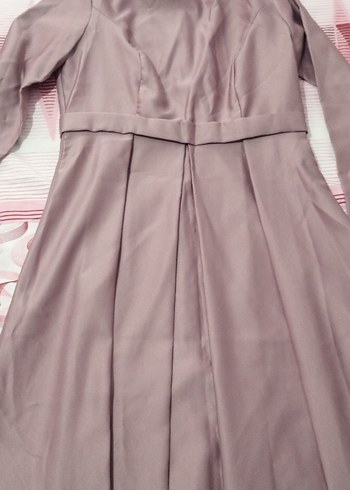 lila Uzun Kollu Pileli Kadın Elbise - Görsel 11
