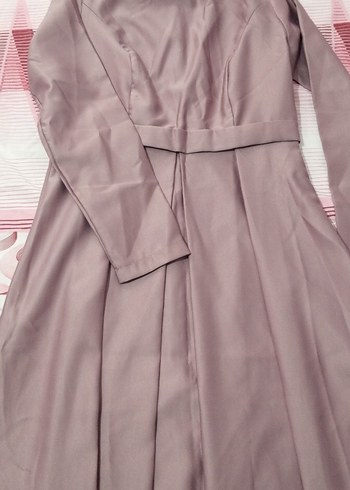 lila Uzun Kollu Pileli Kadın Elbise - Görsel 10